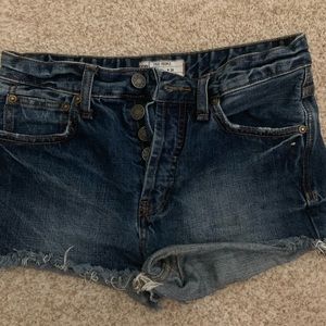 Dark wash denim shorts